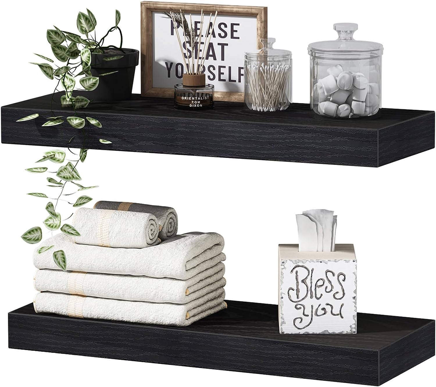 Bathroom Floating Shelves, Wall Shelf Over Toilet Bedroom Kitchen Living Room Farmhouse Decor Set of 2-Toppalletfly
