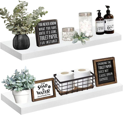 Bathroom Floating Shelves, Wall Shelf Over Toilet Bedroom Kitchen Living Room Farmhouse Decor Set of 2-Toppalletfly