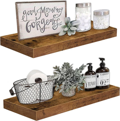 Bathroom Floating Shelves, Wall Shelf Over Toilet Bedroom Kitchen Living Room Farmhouse Decor Set of 2-Toppalletfly