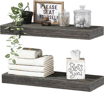 Bathroom Floating Shelves, Wall Shelf Over Toilet Bedroom Kitchen Living Room Farmhouse Decor Set of 2-Toppalletfly