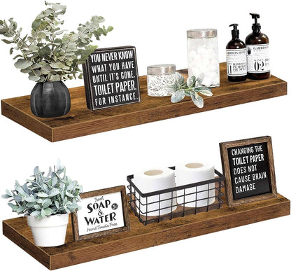 Bathroom Floating Shelves, Wall Shelf Over Toilet Bedroom Kitchen Living Room Farmhouse Decor Set of 2-Toppalletfly