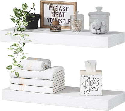 Bathroom Floating Shelves, Wall Shelf Over Toilet Bedroom Kitchen Living Room Farmhouse Decor Set of 2-Toppalletfly