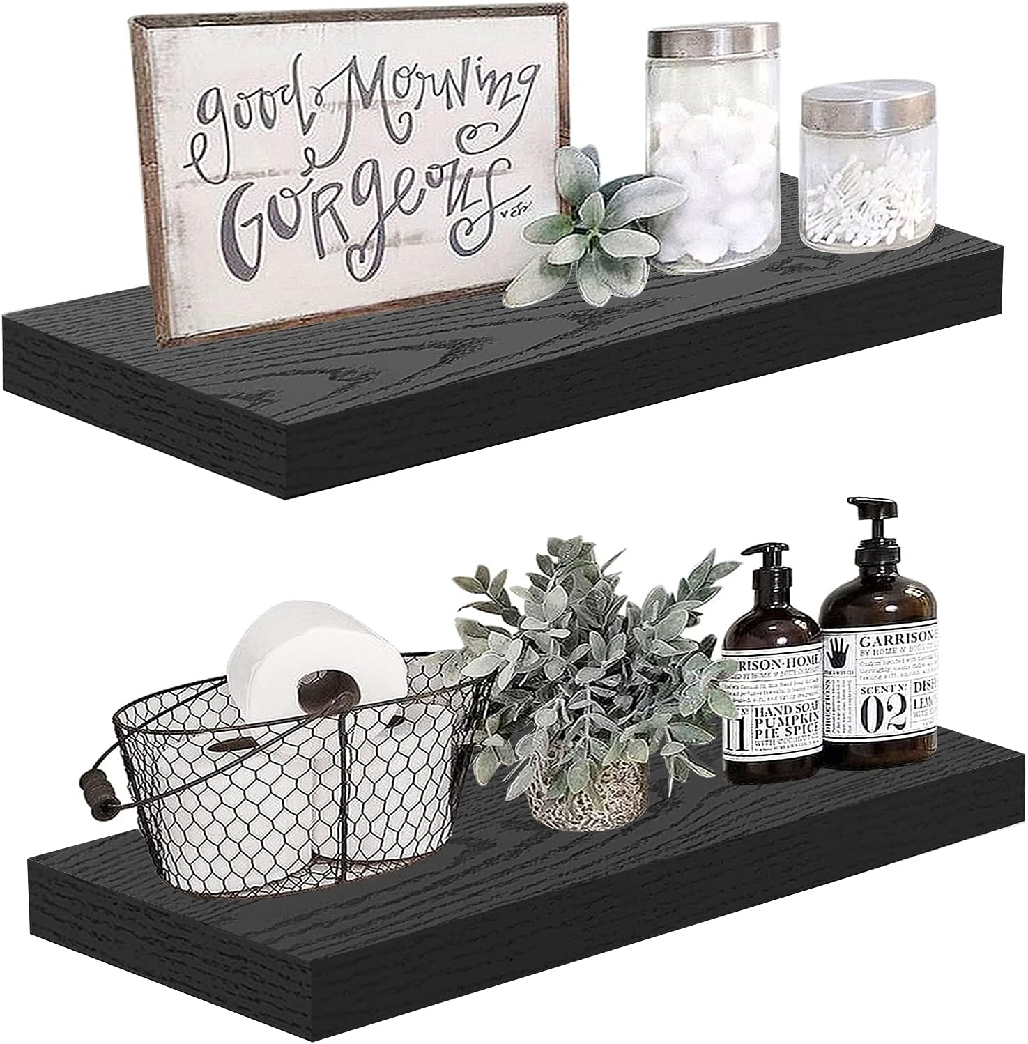 Bathroom Floating Shelves, Wall Shelf Over Toilet Bedroom Kitchen Living Room Farmhouse Decor Set of 2-Toppalletfly