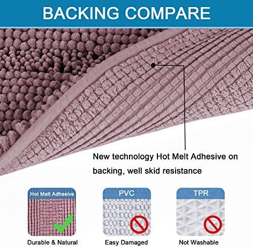 Bathroom Rugs, Super Absorbent Chenille Striped Non Skid Machine Wash Dry Rugs, Set of 2, 47 x 17 Plus 17 x 24 Inches-Toppalletfly