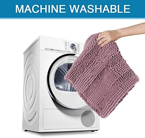 Bathroom Rugs, Super Absorbent Chenille Striped Non Skid Machine Wash Dry Rugs, Set of 2, 47 x 17 Plus 17 x 24 Inches-Toppalletfly