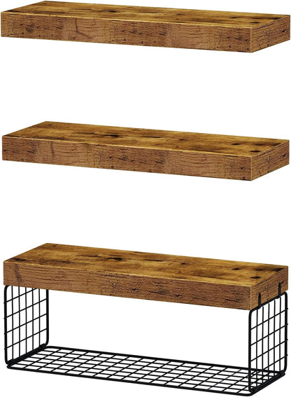 Bathroom Shelves Over Toilet Wall Mounted Floating Shelves Farmhouse Shelf Toilet Paper Holder Small 16-inch Set-Toppalletfly