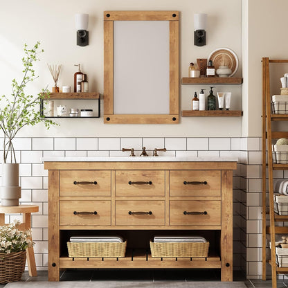 Bathroom Shelves Over Toilet Wall Mounted Floating Shelves Farmhouse Shelf Toilet Paper Holder Small 16-inch Set-Toppalletfly