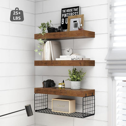 Bathroom Shelves Over Toilet Wall Mounted Floating Shelves Farmhouse Shelf Toilet Paper Holder Small 16-inch Set-Toppalletfly