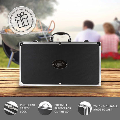 BBQ Grill Accessories, Grilling Accessories for Outdoor Grill, Heavy Duty Stainless Steel Grill Set with Aluminum Case and Apron-Toppalletfly