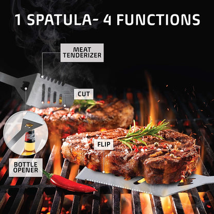 BBQ Grill Accessories, Grilling Accessories for Outdoor Grill, Heavy Duty Stainless Steel Grill Set with Aluminum Case and Apron-Toppalletfly