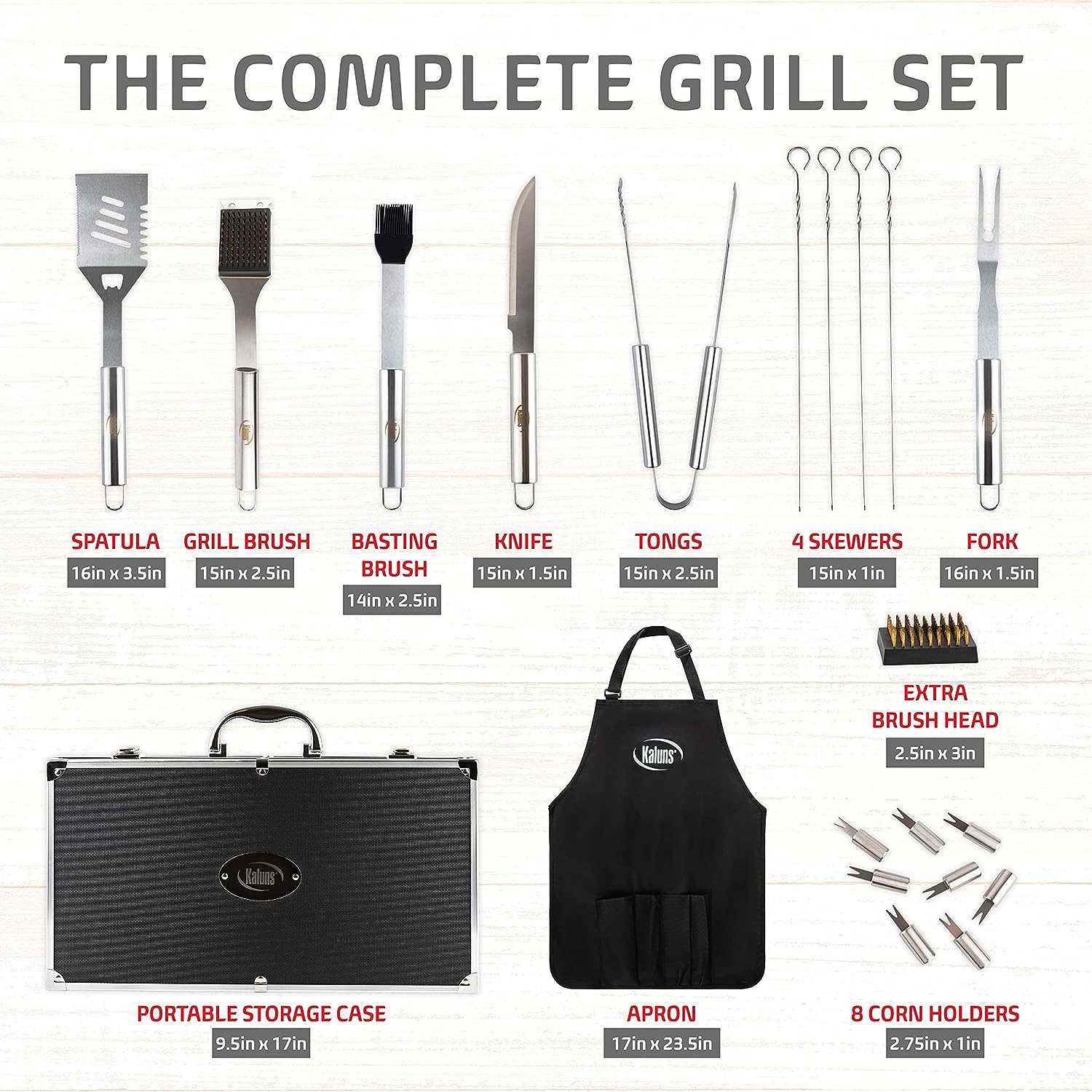 BBQ Grill Accessories, Grilling Accessories for Outdoor Grill, Heavy Duty Stainless Steel Grill Set with Aluminum Case and Apron-Toppalletfly