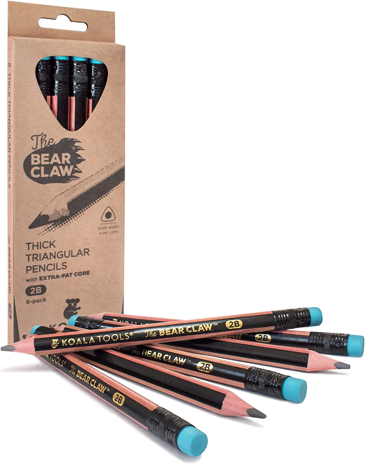 Bear Claw Pencils Fat, Thick, Strong, Triangular Grip, Graphite-Toppalletfly