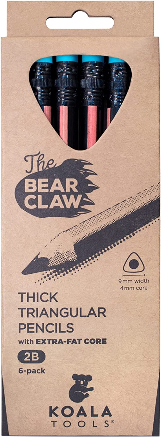 Bear Claw Pencils Fat, Thick, Strong, Triangular Grip, Graphite-Toppalletfly