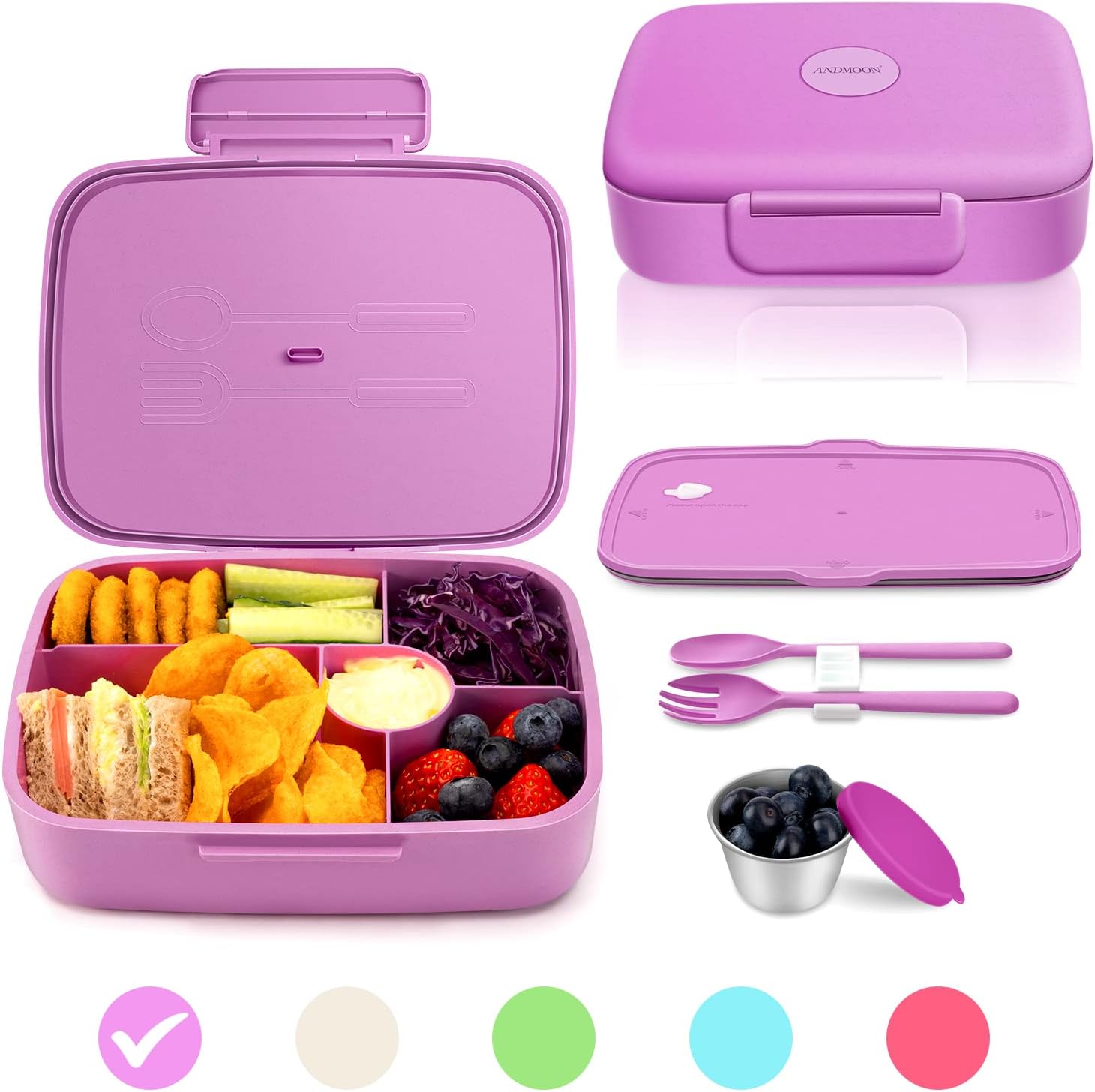Bento Box - Eco Friendly, Leakproof Lunch Box, Five Compartment, Wheat Fiber Bento Box for Kids and Adults, Microwave and Freezer Friendly-Toppalletfly