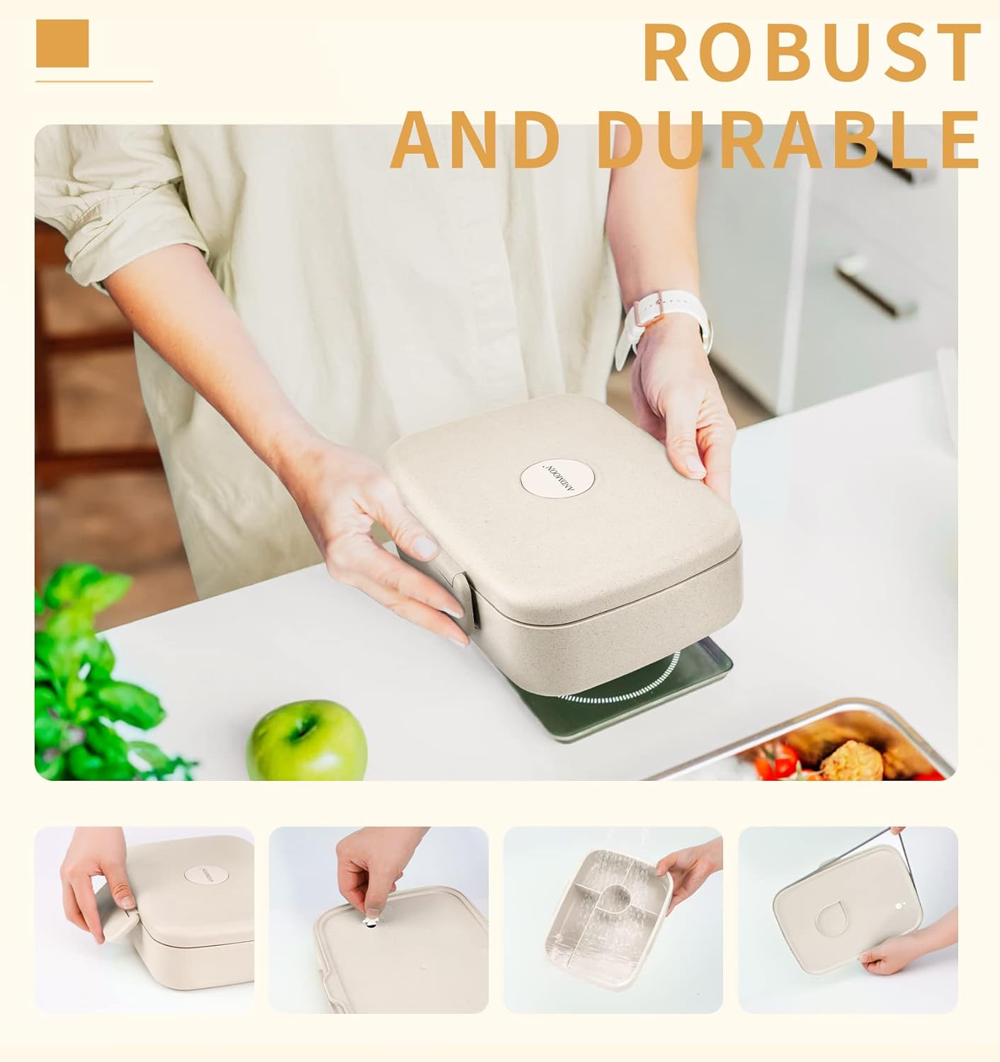 Bento Box - Eco Friendly, Leakproof Lunch Box, Five Compartment, Wheat Fiber Bento Box for Kids and Adults, Microwave and Freezer Friendly-Toppalletfly