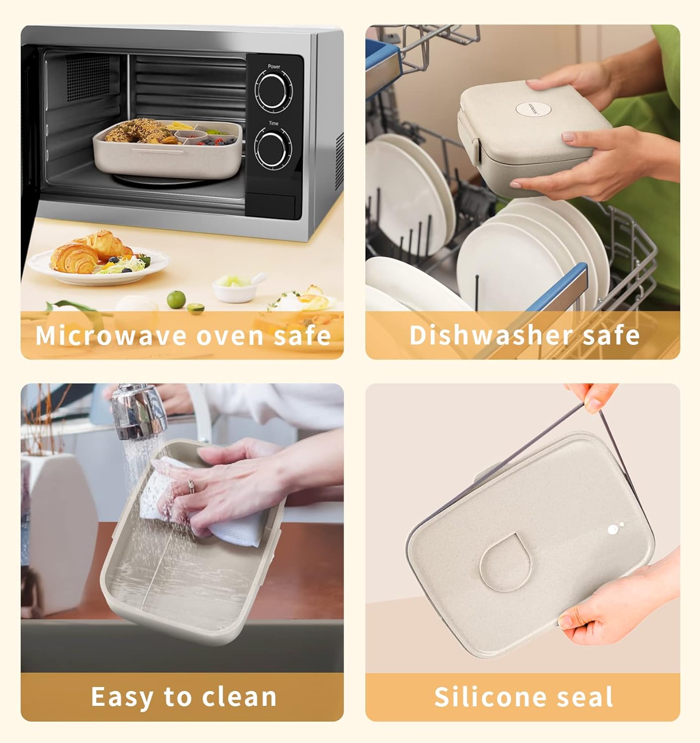 Bento Box - Eco Friendly, Leakproof Lunch Box, Five Compartment, Wheat Fiber Bento Box for Kids and Adults, Microwave and Freezer Friendly-Toppalletfly