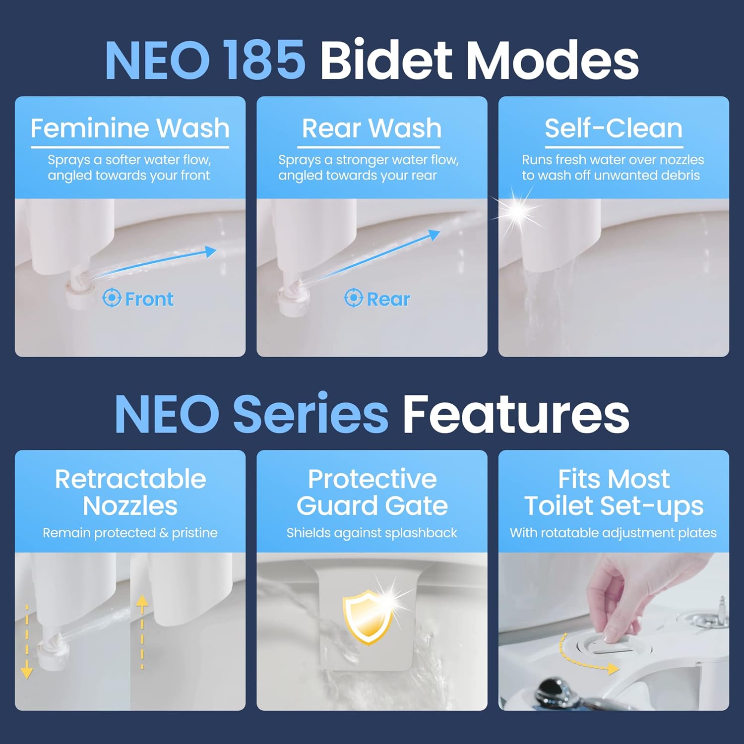 Bidet - Self - Cleaning, Dual Nozzle, Non - Electric Bidet Attachment for Toilet Seat, Adjustable Water Pressure - Toppalletfly