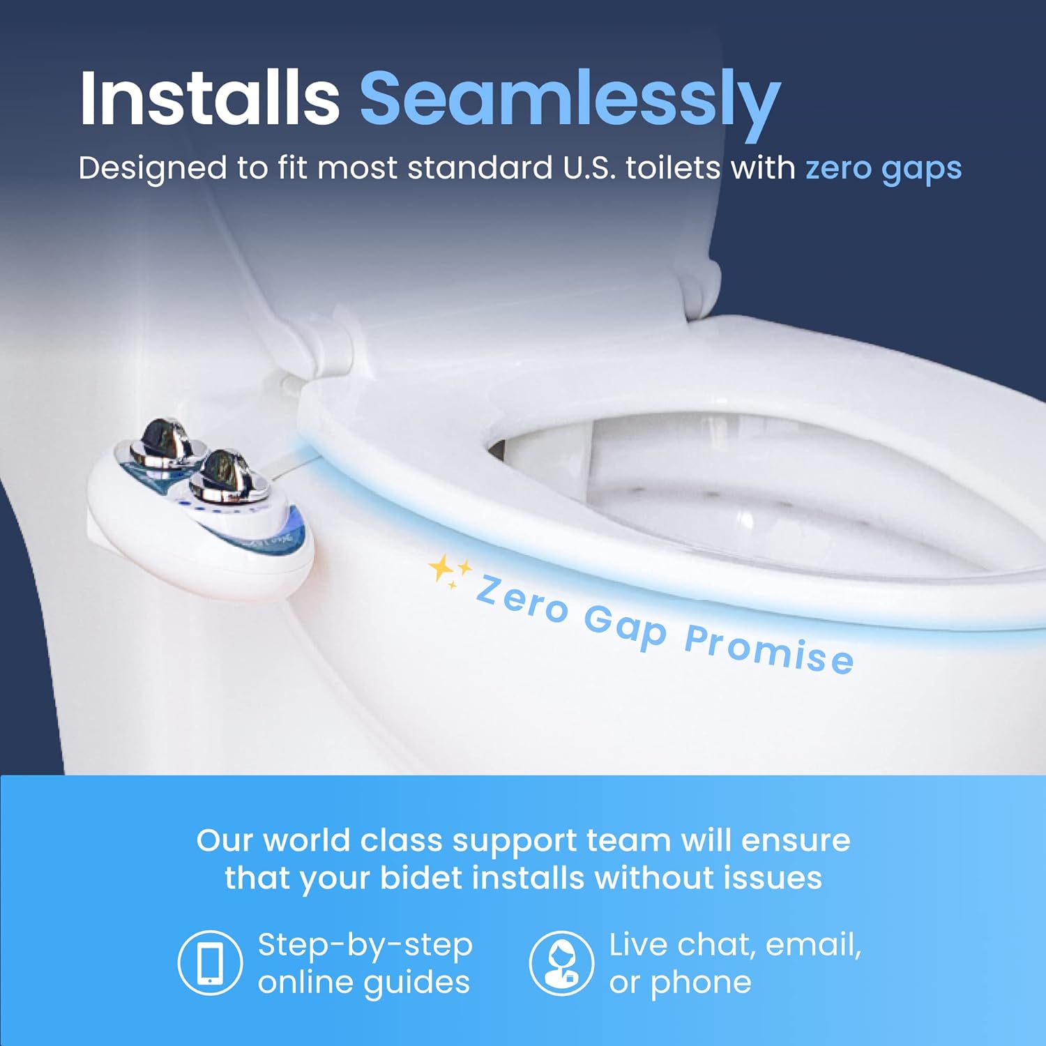Bidet - Self - Cleaning, Dual Nozzle, Non - Electric Bidet Attachment for Toilet Seat, Adjustable Water Pressure - Toppalletfly