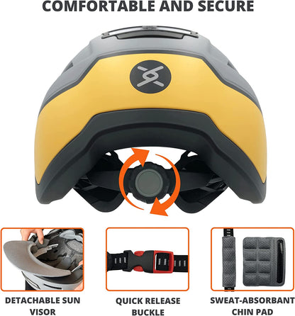 Bike Helmet with LED Lights - Urban Bicycle Helmet for Adults, Men & Women-Toppalletfly