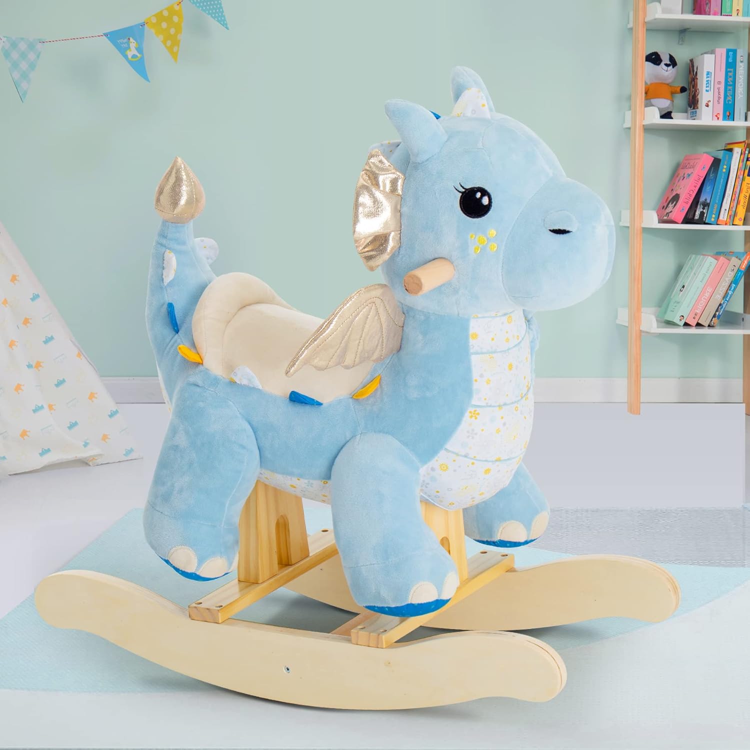 Blue Dragon Rocking Horse for Toddlers 12 Months+ Plush Stuffed Toy-Toppalletfly