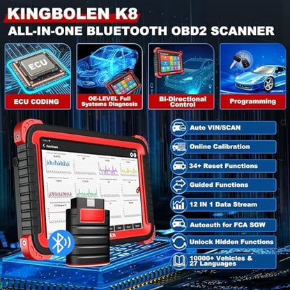 Bluetooth Scanner, Bidirectional Tool with ECU Coding, 31+ Resets, FCA AutoAuth, Crankshaft Relearn & Active Test for All Systems-Toppalletfly