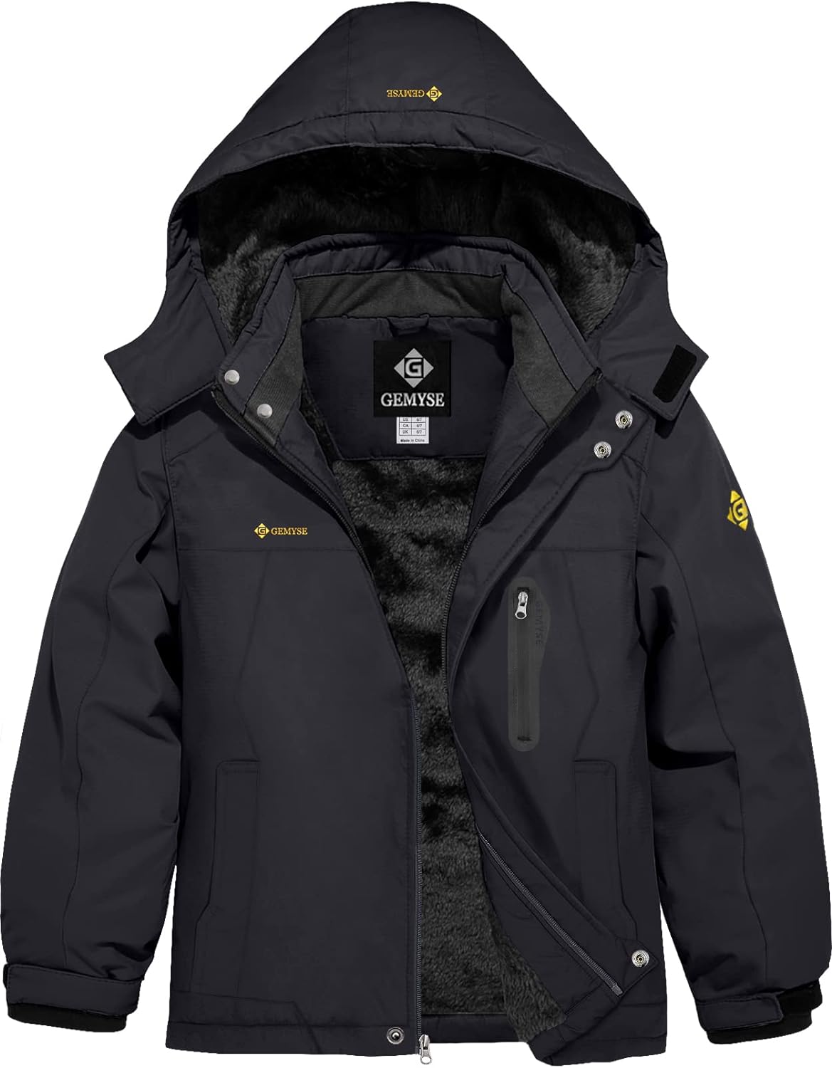 Boy's Winter Jacket, Waterproof Windproof Ski Snow Hooded Fleece Lined Jackets-Toppalletfly