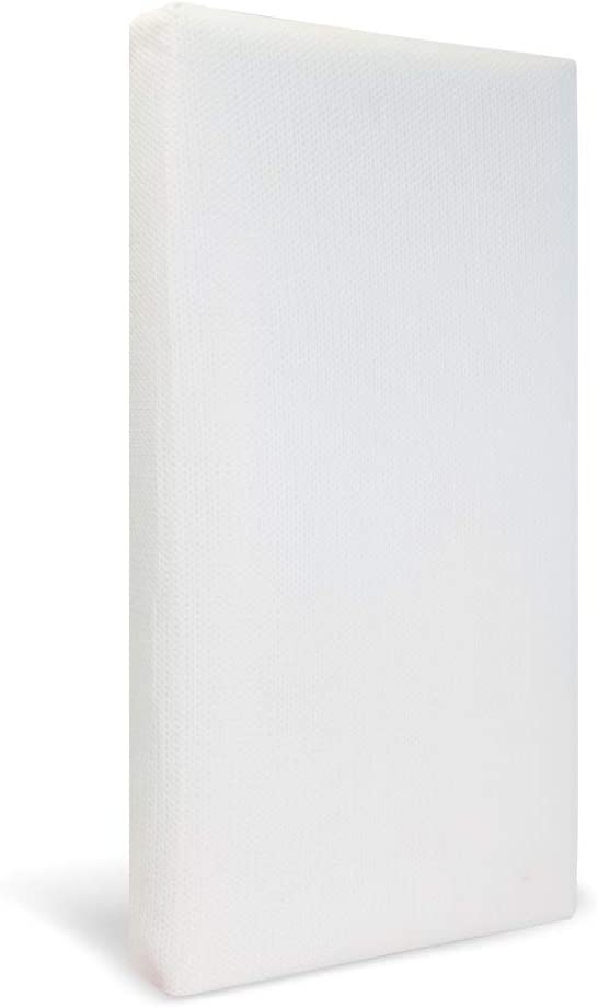 Breathable Crib Mattress 2 Stage - Safe Chemical Free Dual Firmness Natural Mattress with Removable Washable Protector 51"L x 5"W x 4"Th - Toppalletfly