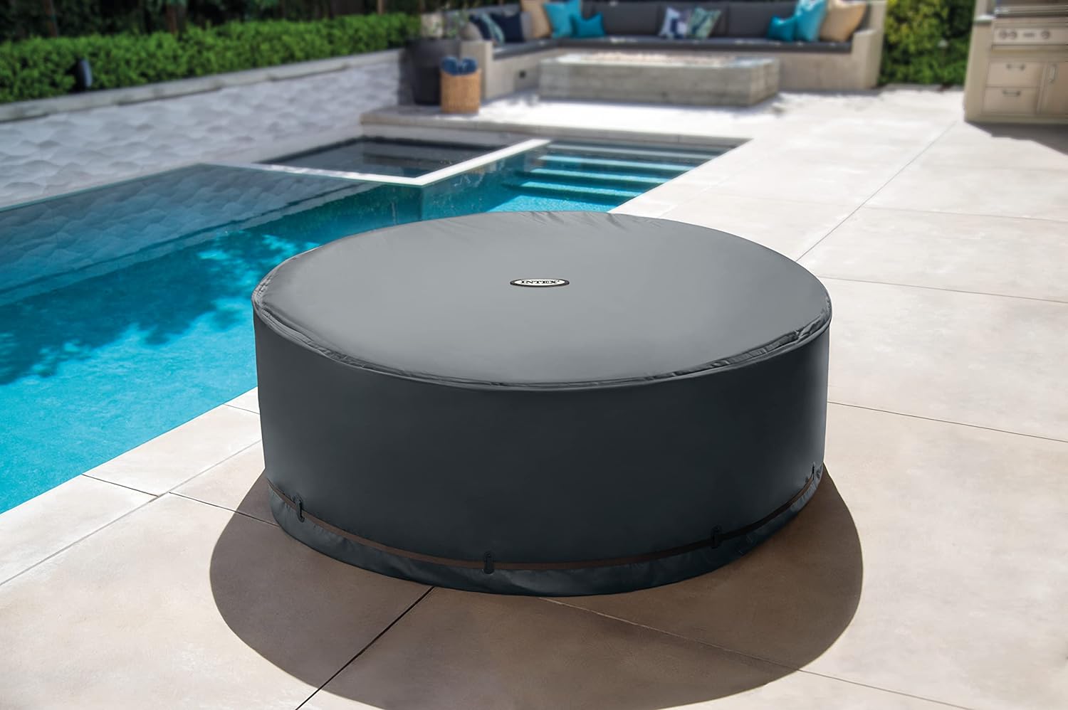 Bubble Massage Inflatable Hot Tub Spa Set, with 120 Jets, Push Button Control Panel, and Spa Cover-Toppalletfly