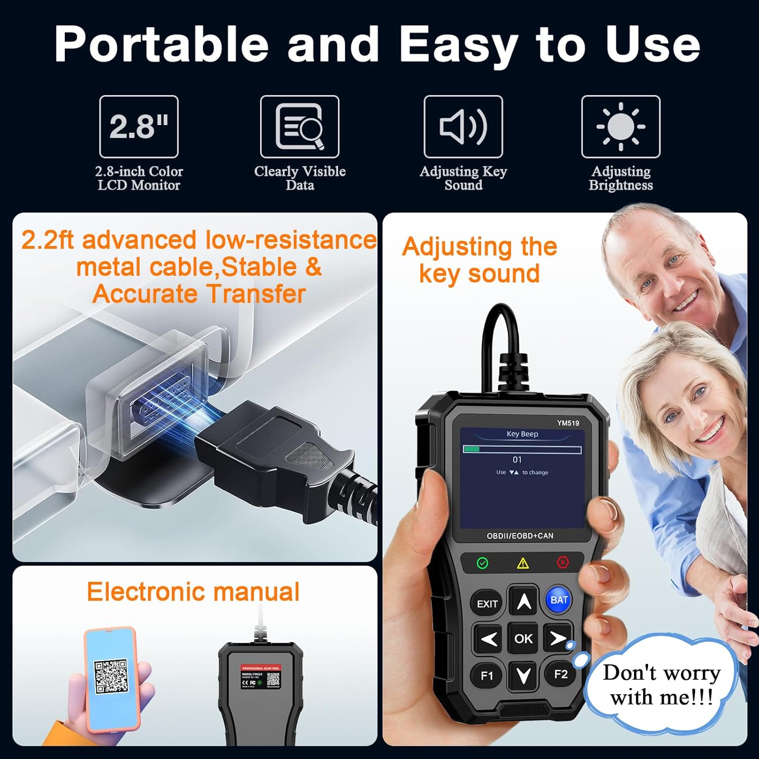 Car Diagnostic Scanner with Battery Tester – Check Engine Light, Emissions Readiness, Real-Time Data, Plug & Play, Multilingual-Toppalletfly