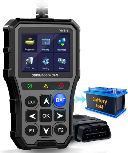 Car Diagnostic Scanner with Battery Tester – Check Engine Light, Emissions Readiness, Real-Time Data, Plug & Play, Multilingual-Toppalletfly