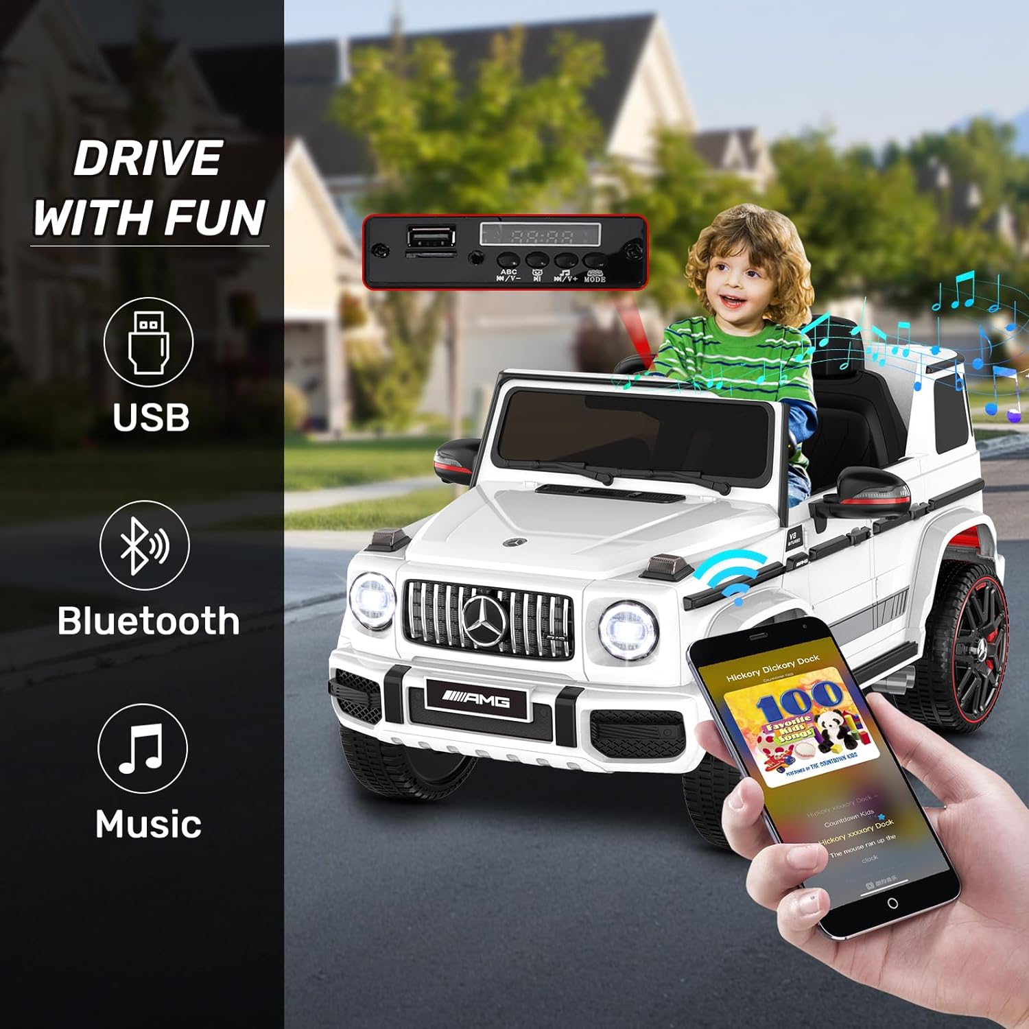 Car for Kids, 12V Ride on Car w/ Parent Remote Control, Low Battery Voice Prompt, LED Headlight, Music Player & Horn, Soft Start-Toppalletfly