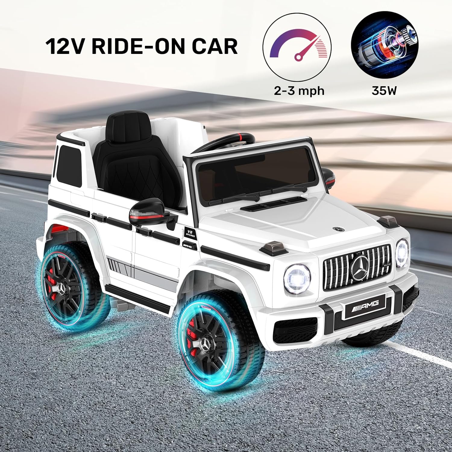 Car for Kids, 12V Ride on Car w/ Parent Remote Control, Low Battery Voice Prompt, LED Headlight, Music Player & Horn, Soft Start-Toppalletfly