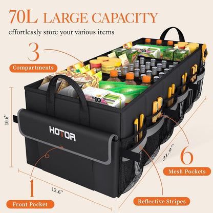 Car Trunk Organizer with 5 Pockets, Foldable & Sturdy for SUVs, Sedans, and Vans-Toppalletfly