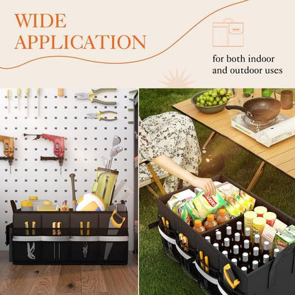 Car Trunk Organizer with 5 Pockets, Foldable & Sturdy for SUVs, Sedans, and Vans-Toppalletfly