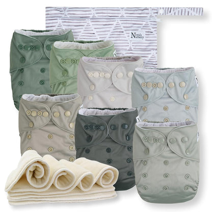 Cloth Diapers 7 Pack with 7 Inserts & 1 Wet Bag, Waterproof Cover, Washable, Reusable & One Size Adjustable Pocket Diapers for Newborns and Toddlers-Toppalletfly
