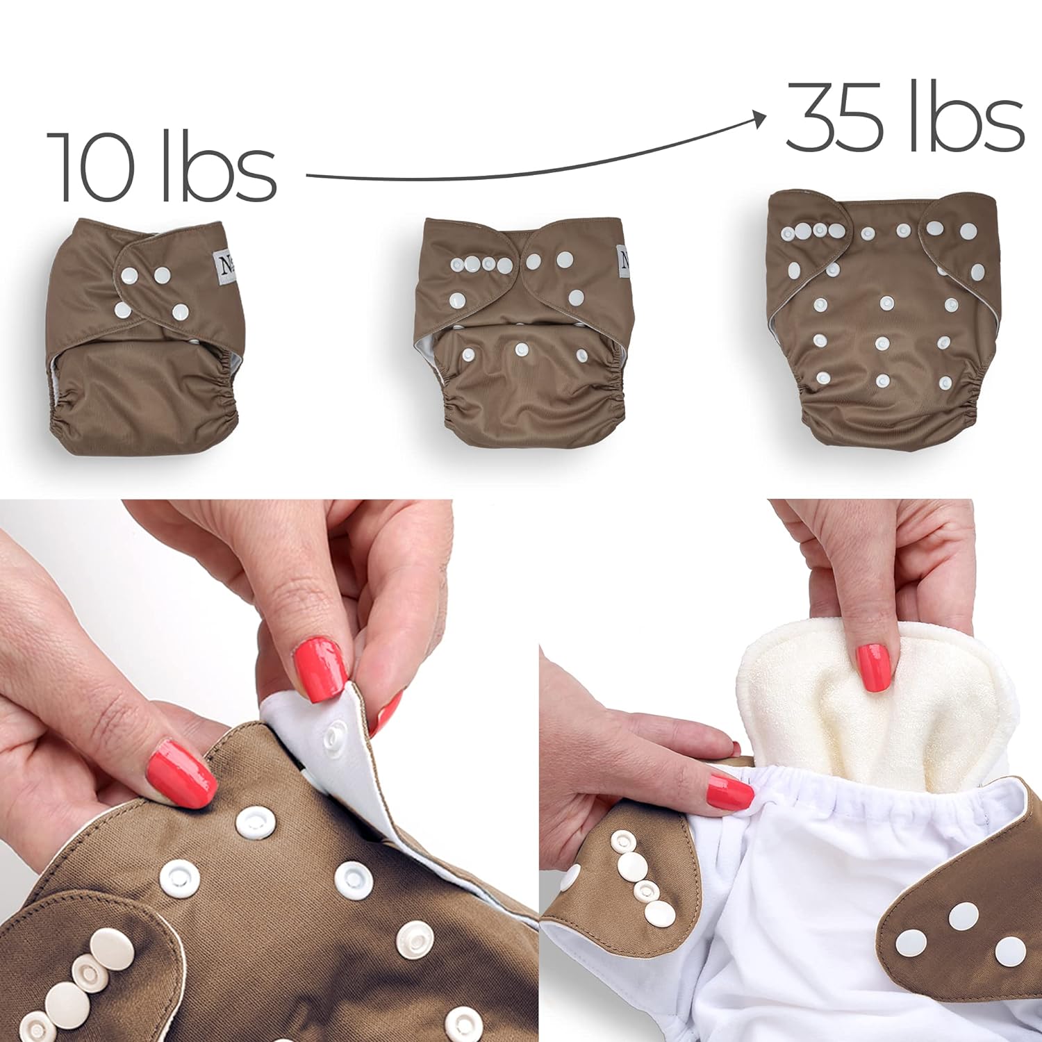 Cloth Diapers 7 Pack with 7 Inserts & 1 Wet Bag, Waterproof Cover, Washable, Reusable & One Size Adjustable Pocket Diapers for Newborns and Toddlers-Toppalletfly
