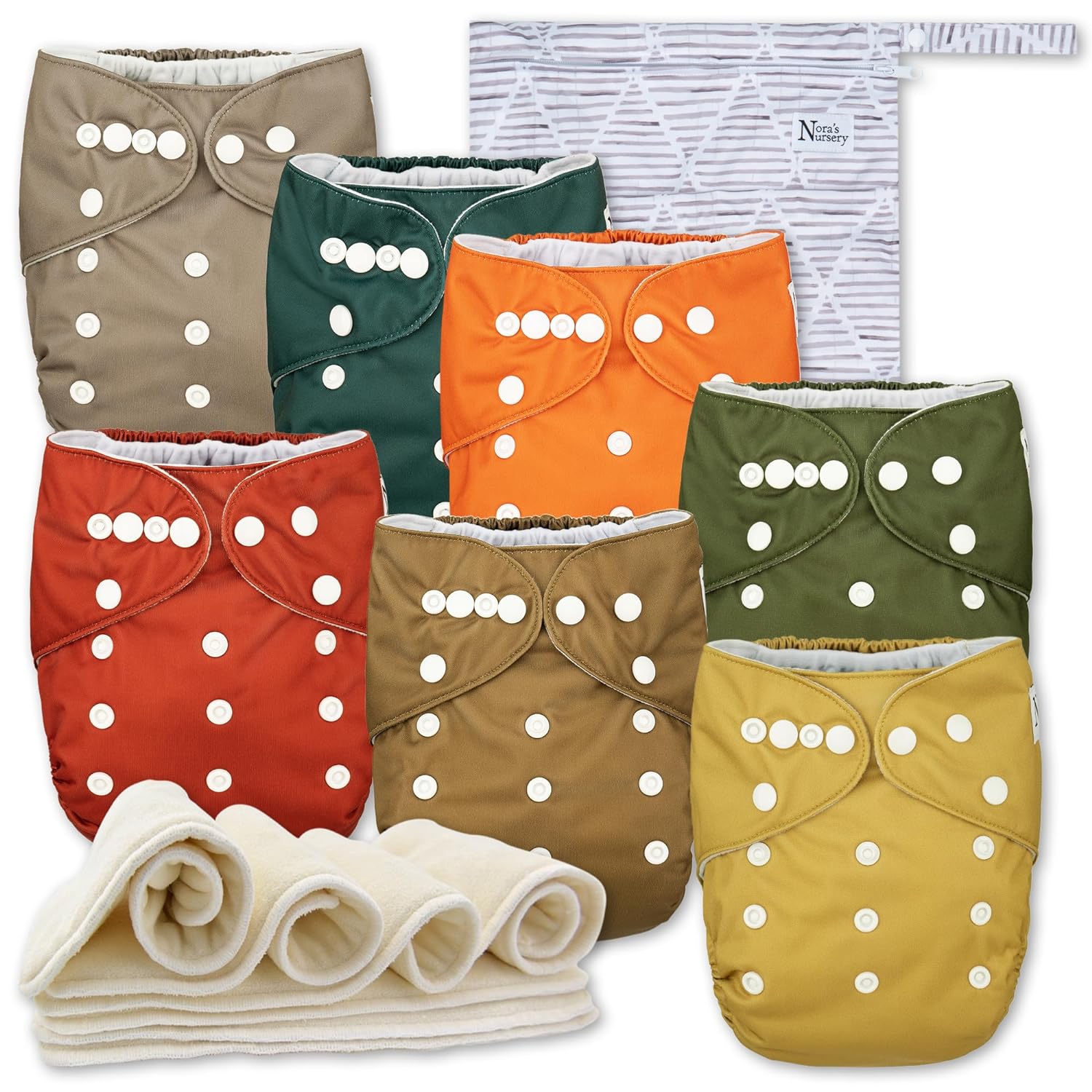 Cloth Diapers 7 Pack with 7 Inserts & 1 Wet Bag, Waterproof Cover, Washable, Reusable & One Size Adjustable Pocket Diapers for Newborns and Toddlers-Toppalletfly