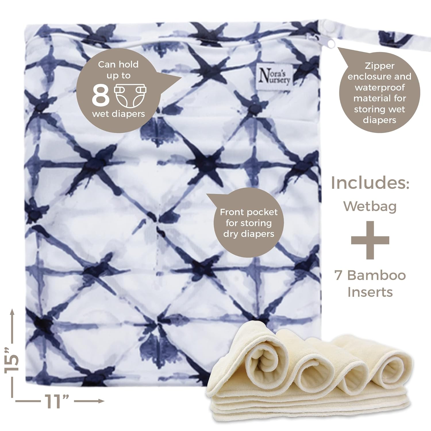 Cloth Diapers 7 Pack with 7 Inserts & 1 Wet Bag, Waterproof Cover, Washable, Reusable & One Size Adjustable Pocket Diapers for Newborns and Toddlers-Toppalletfly
