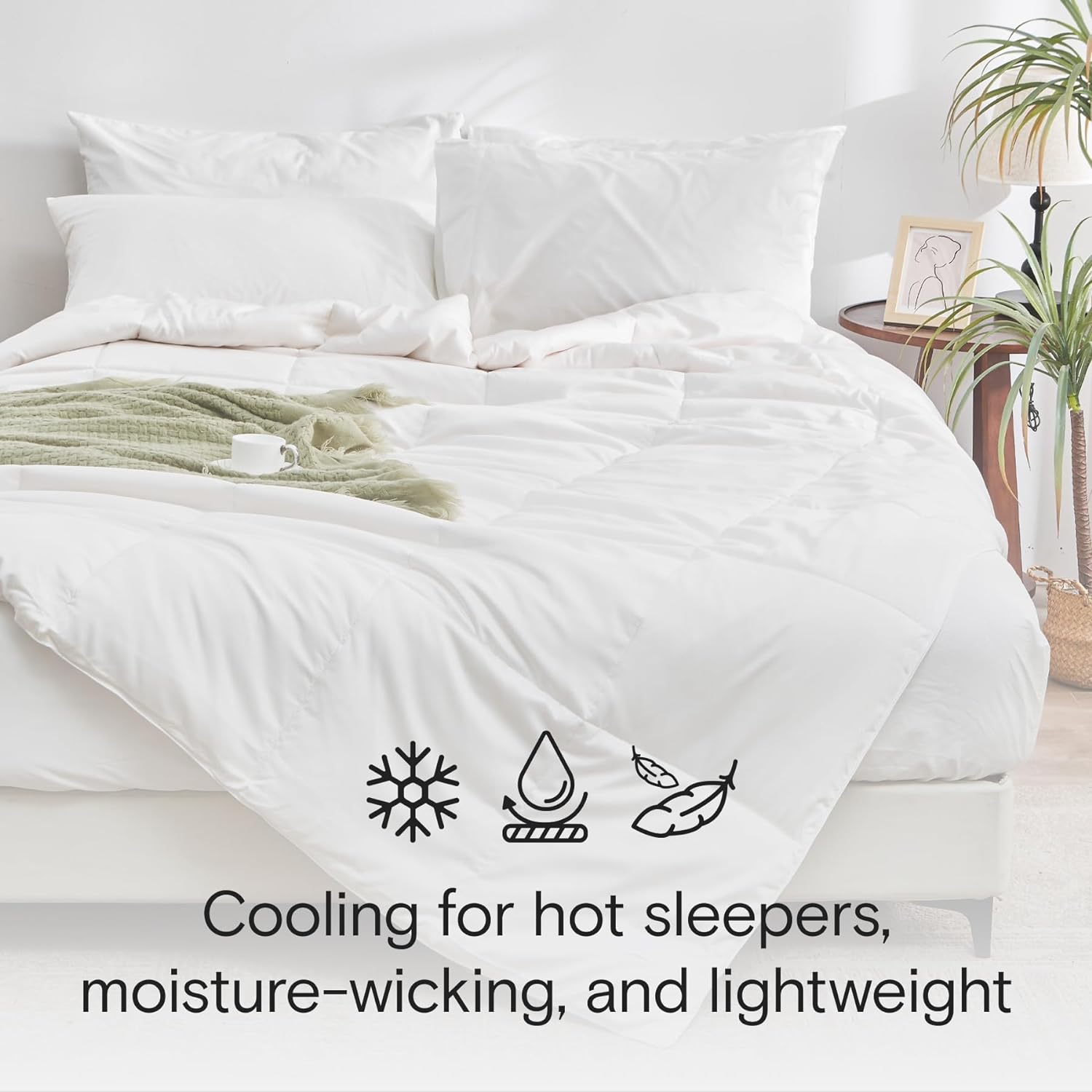 Comforter, 100% Viscose Derived from Bamboo, Breathable, Lightweight, Soft, Down Alternative Duvet Insert, 8 Loops-Toppalletfly