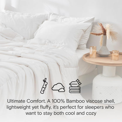 Comforter, 100% Viscose Derived from Bamboo, Breathable, Lightweight, Soft, Down Alternative Duvet Insert, 8 Loops-Toppalletfly