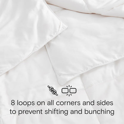 Comforter, 100% Viscose Derived from Bamboo, Breathable, Lightweight, Soft, Down Alternative Duvet Insert, 8 Loops-Toppalletfly