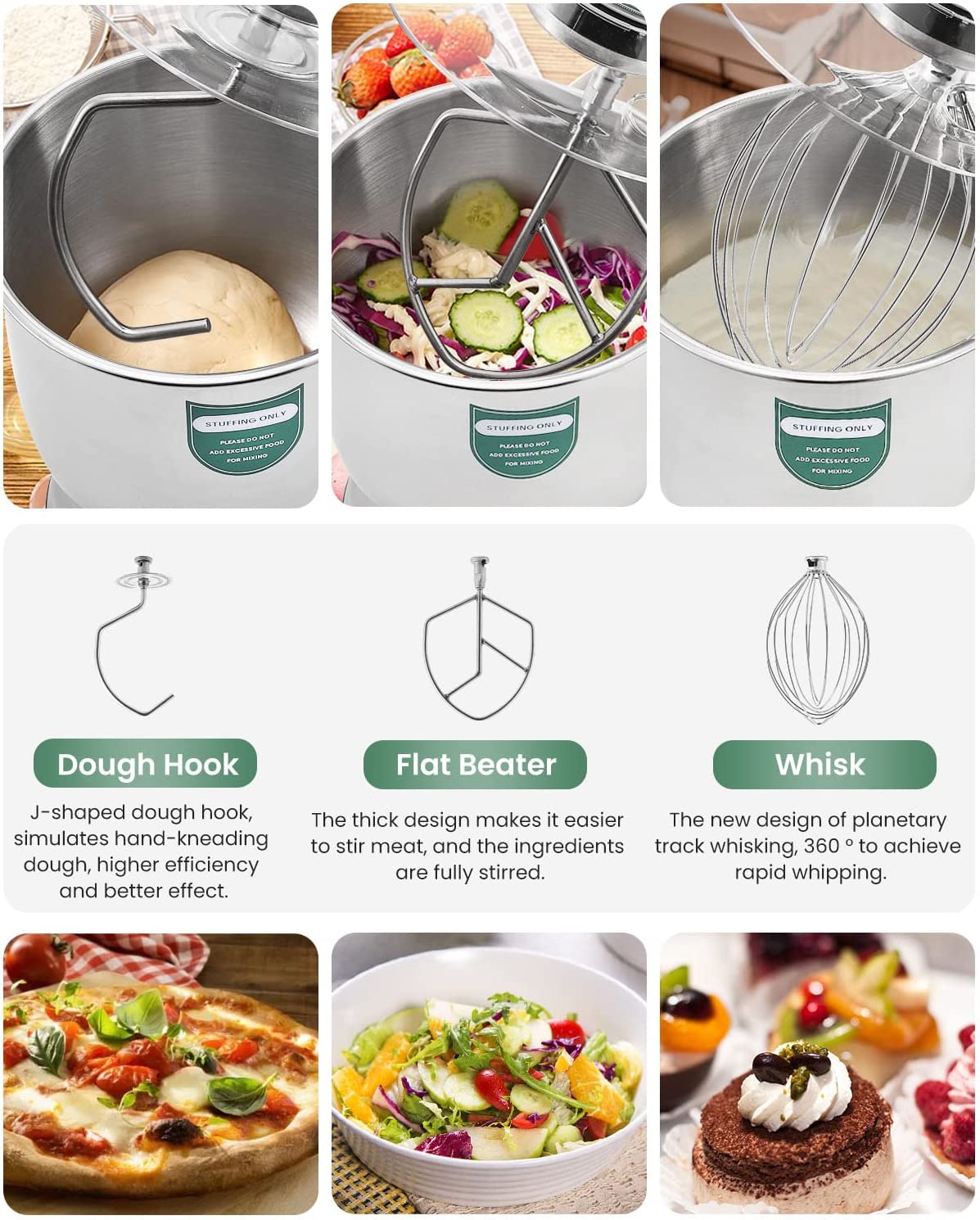 Commercial Electric Stand Mixer 10QT 500W Dough Blender with Stainless Steel Bowl 110V US Plug-Toppalletfly