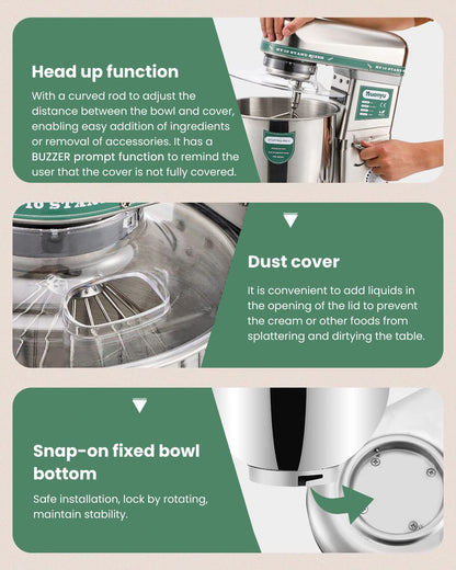 Commercial Electric Stand Mixer 10QT 500W Dough Blender with Stainless Steel Bowl 110V US Plug-Toppalletfly