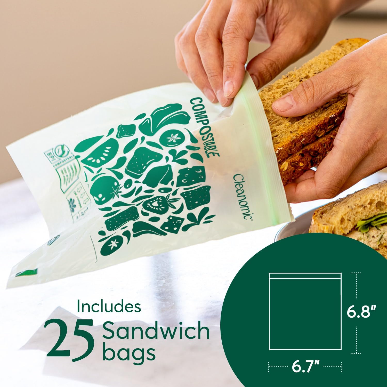 Compostable Food Storage Bag Bundle, Gallon, Quart, Sandwich and Snack Sizes-Toppalletfly