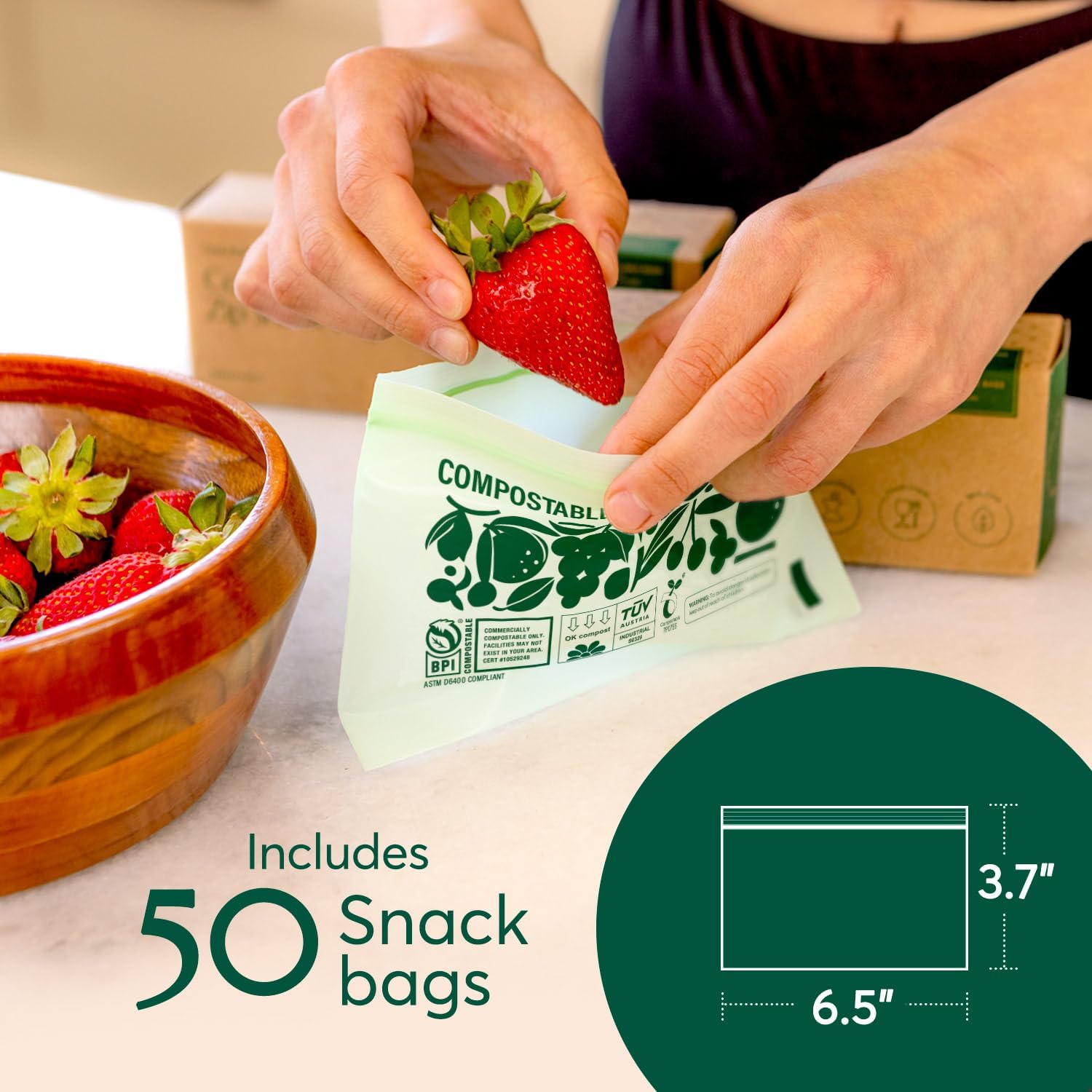 Compostable Food Storage Bag Bundle, Gallon, Quart, Sandwich and Snack Sizes-Toppalletfly