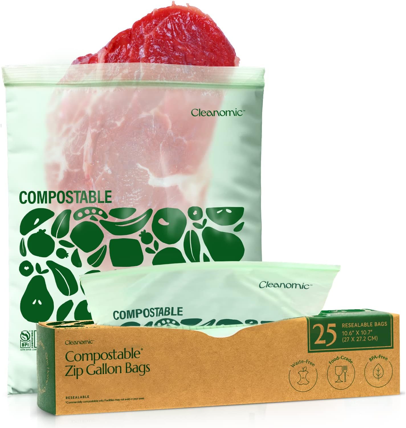 Compostable Food Storage Bag Bundle, Gallon, Quart, Sandwich and Snack Sizes-Toppalletfly