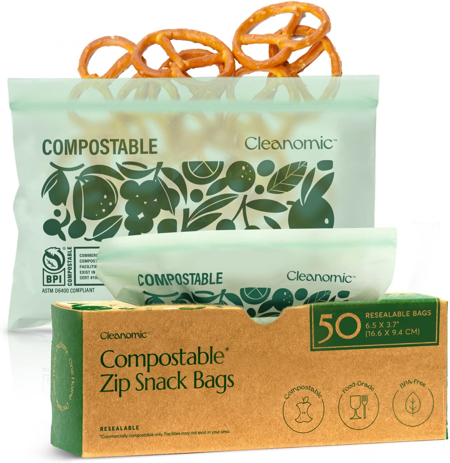 Compostable Food Storage Bag Bundle, Gallon, Quart, Sandwich and Snack Sizes-Toppalletfly