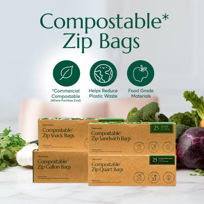 Compostable Food Storage Bag Bundle, Gallon, Quart, Sandwich and Snack Sizes-Toppalletfly