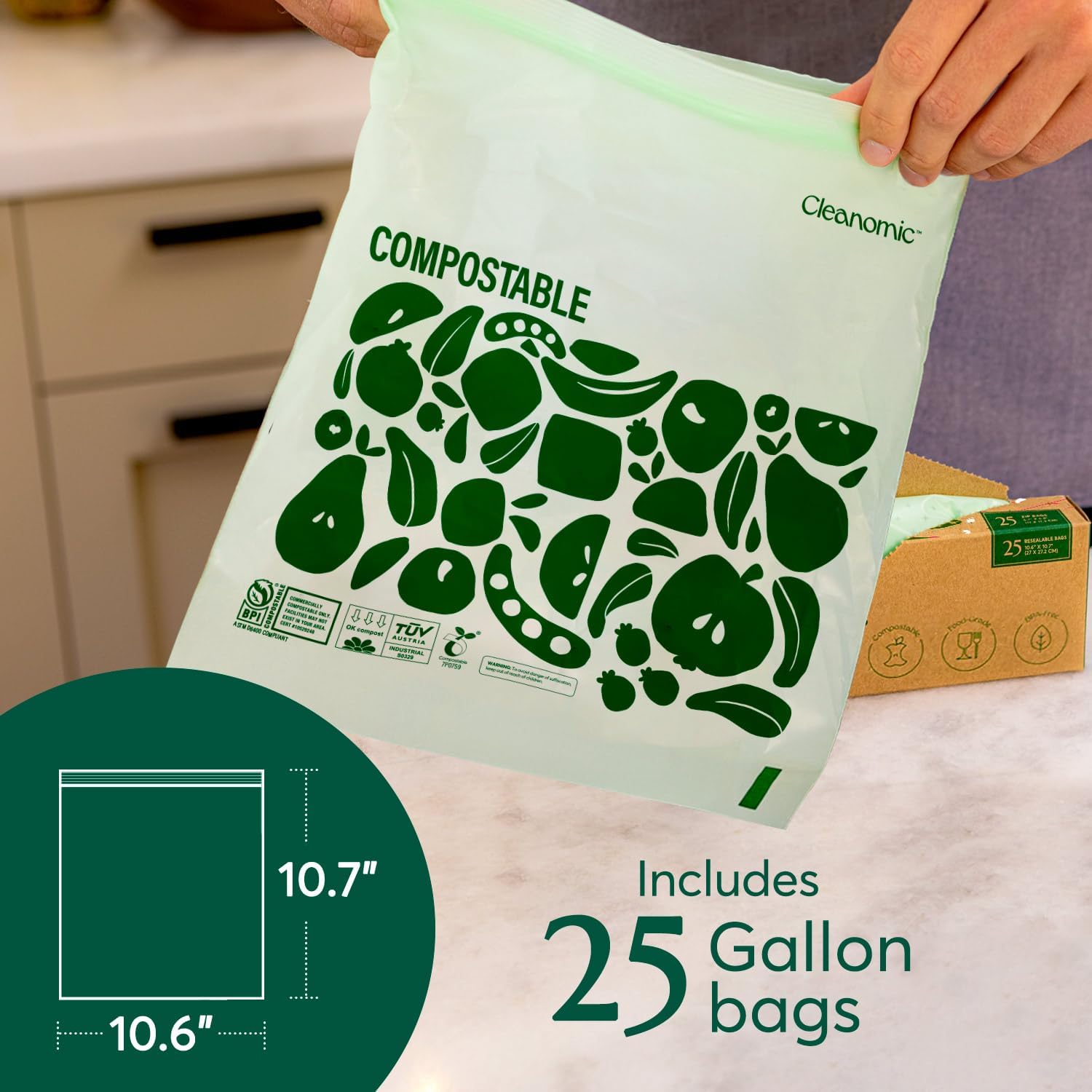 Compostable Food Storage Bag Bundle, Gallon, Quart, Sandwich and Snack Sizes-Toppalletfly