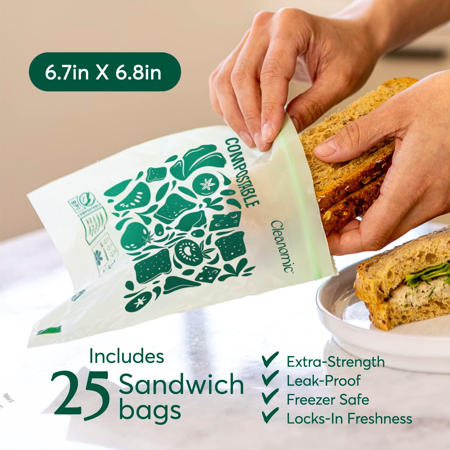 Compostable Food Storage Bag Sandwich Size-Toppalletfly